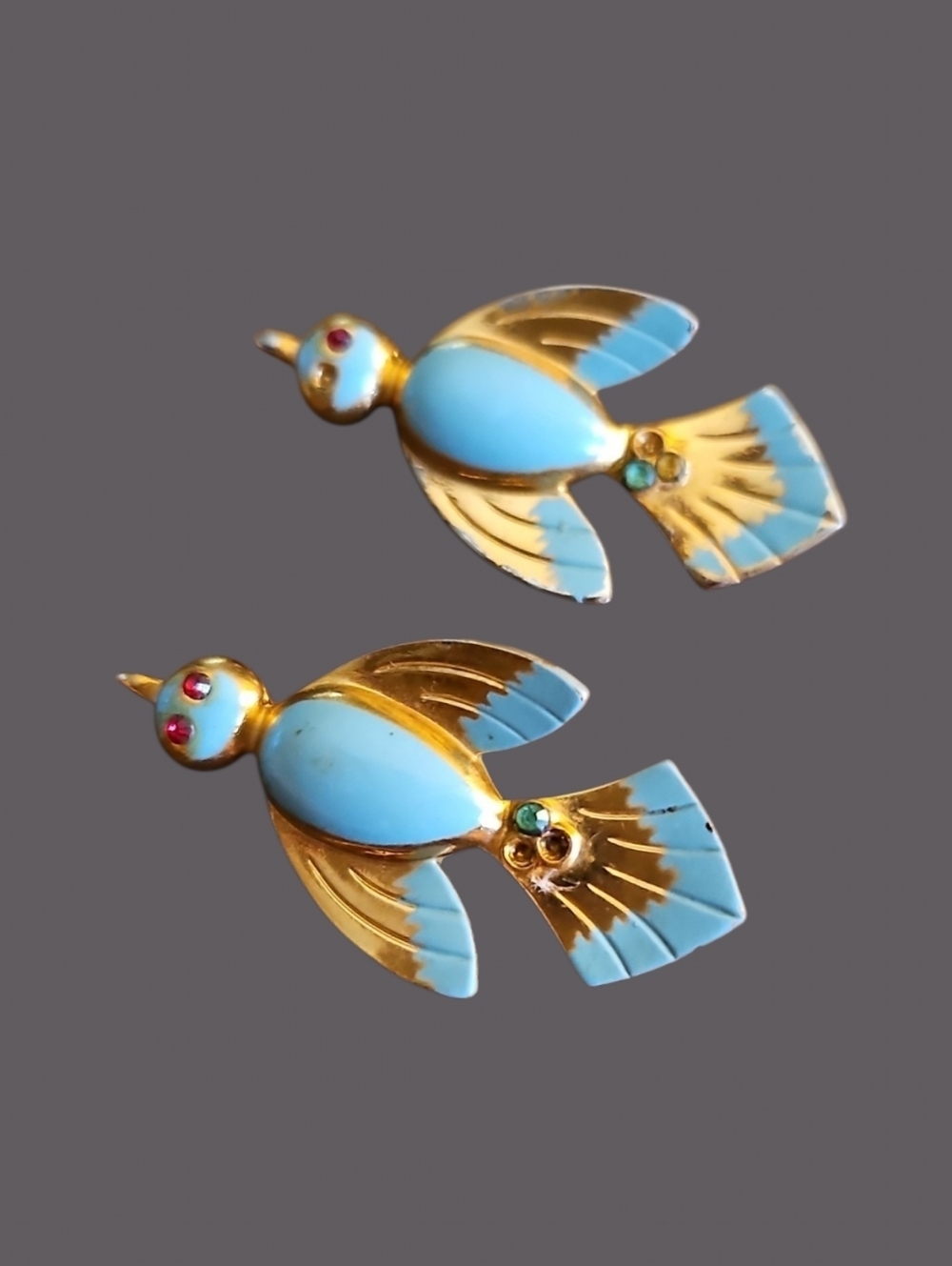 Vintage 1940s Pair Of Pegasus Swallow Bird Pins